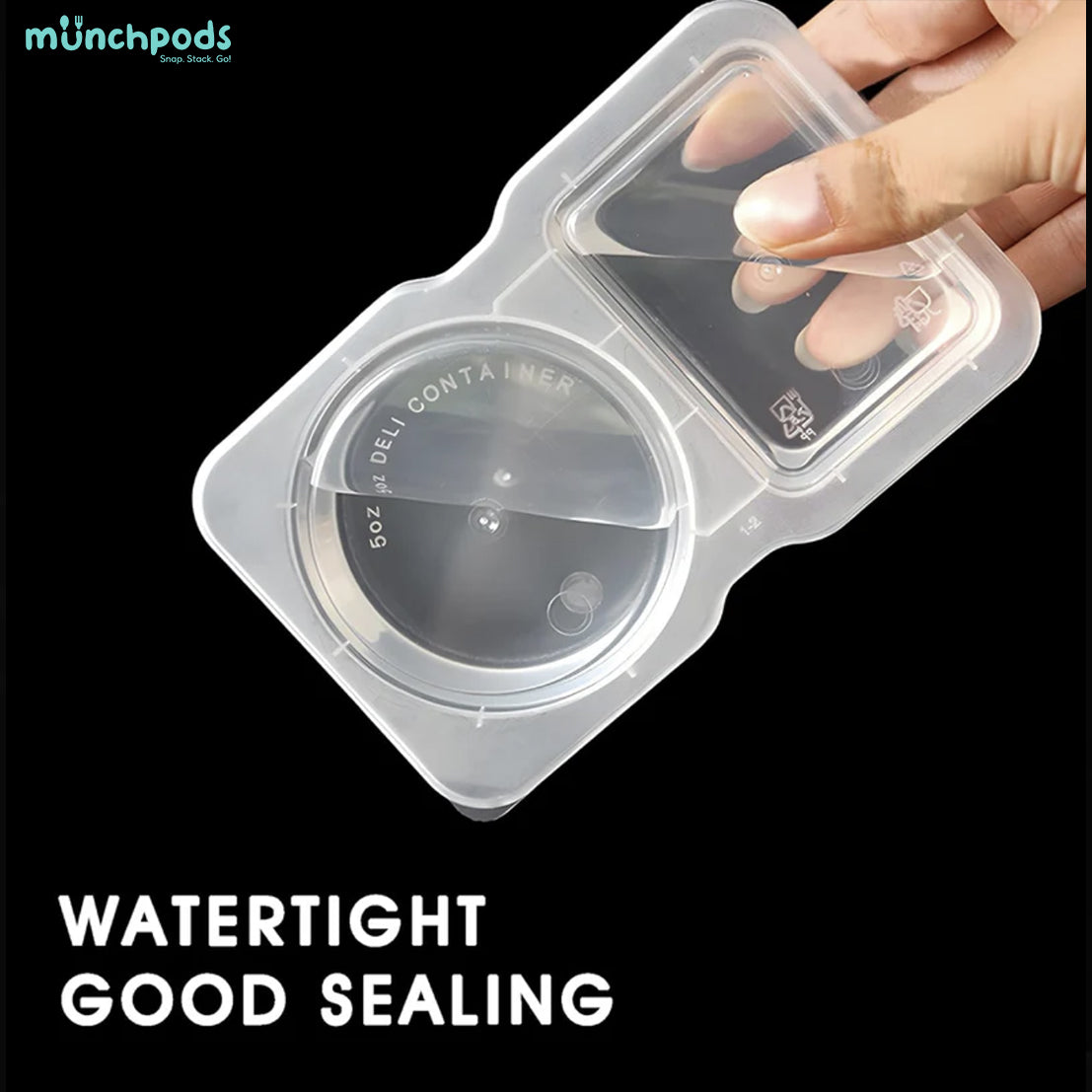 MunchPods 10PCS Double Compartment Condiment Container Reusable Snack Container 2 Compartments With Lids Snack Pack